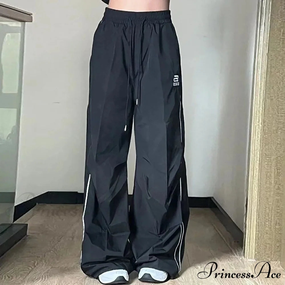 Baggy Broad Leg Patchwork Drawstring Jogging Pant pant-250223