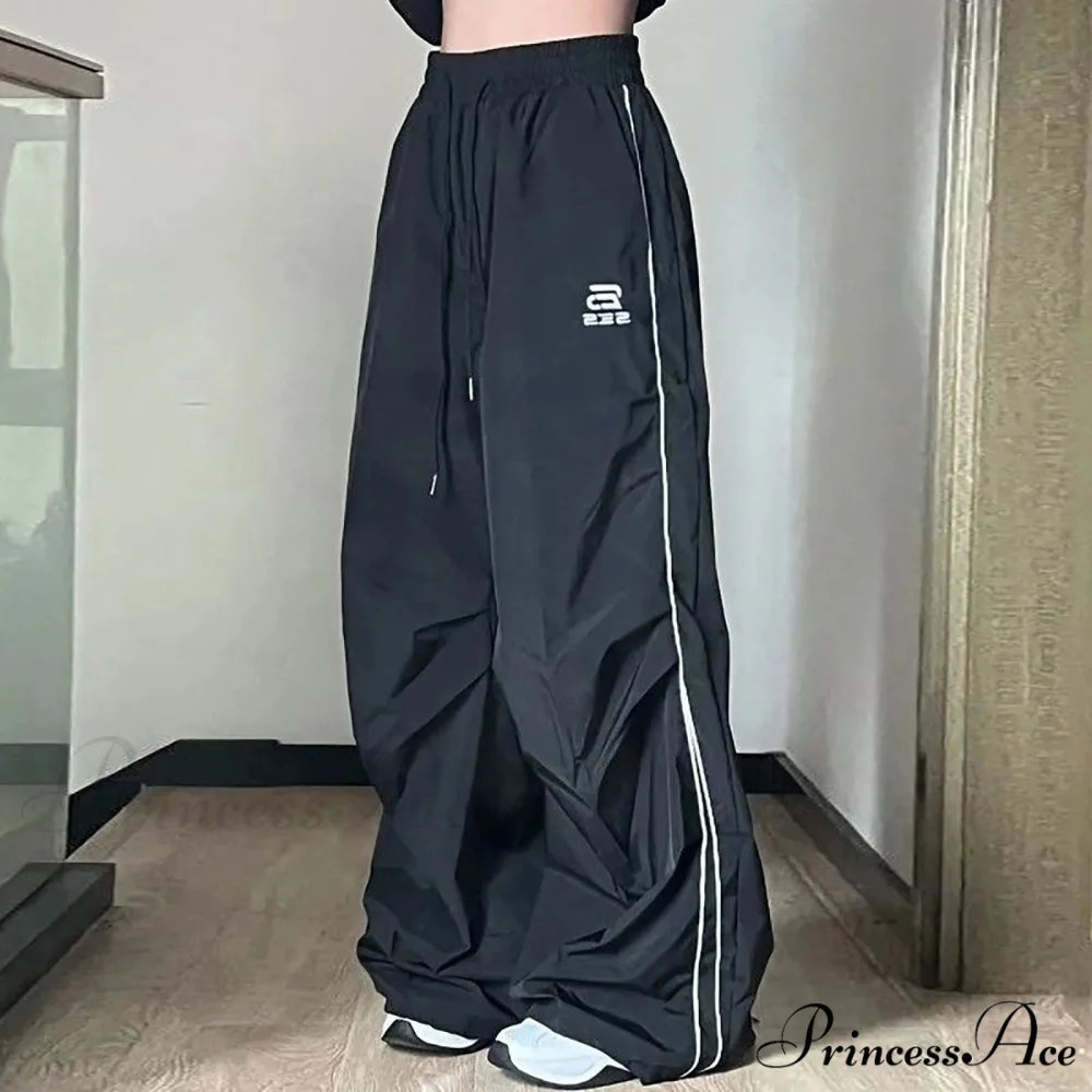 Baggy Broad Leg Patchwork Drawstring Jogging Pant pant-250223