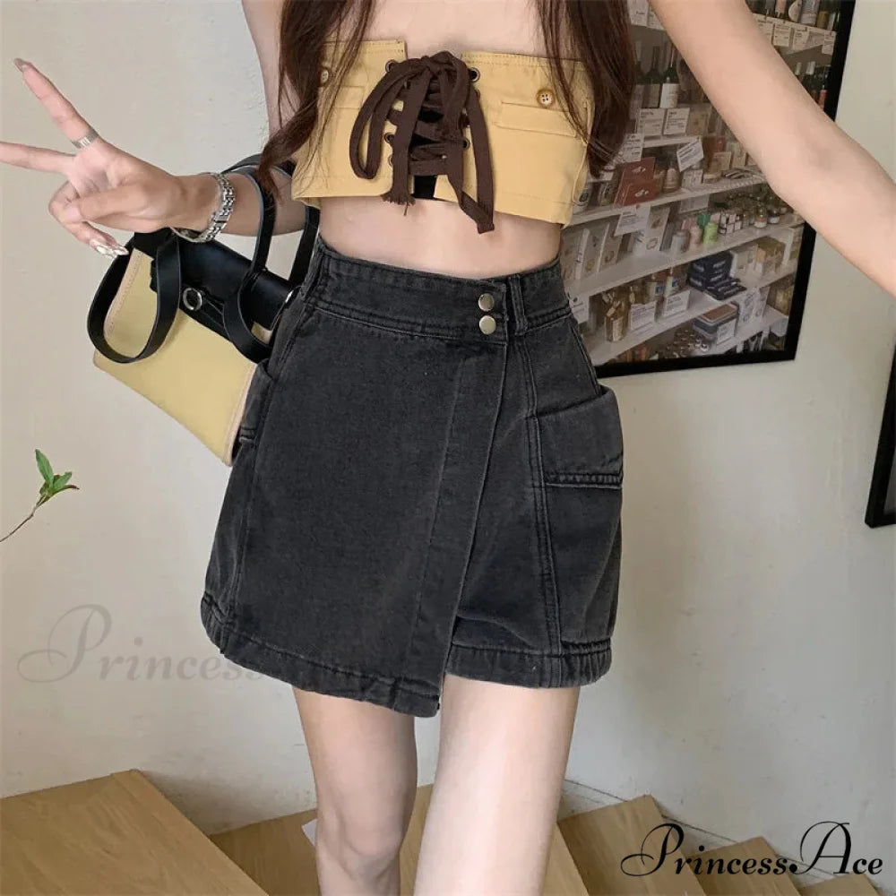 Baggy Denim Trousers Fashion Skirt skirts-250223