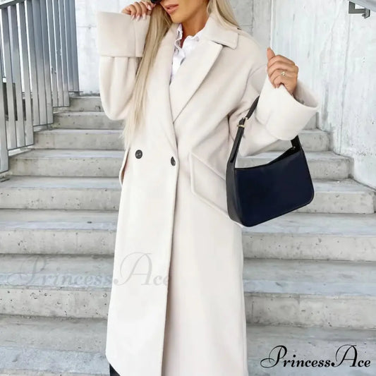 Baggy Dual-Breasted Windproof Overcoat WHITE / S overcoats-241228