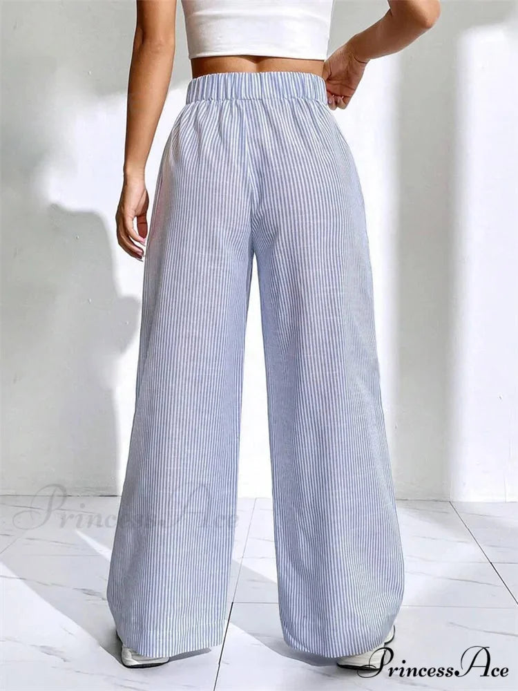 Baggy Elevated Waist Striped Lounge Urban Pant pant-250223
