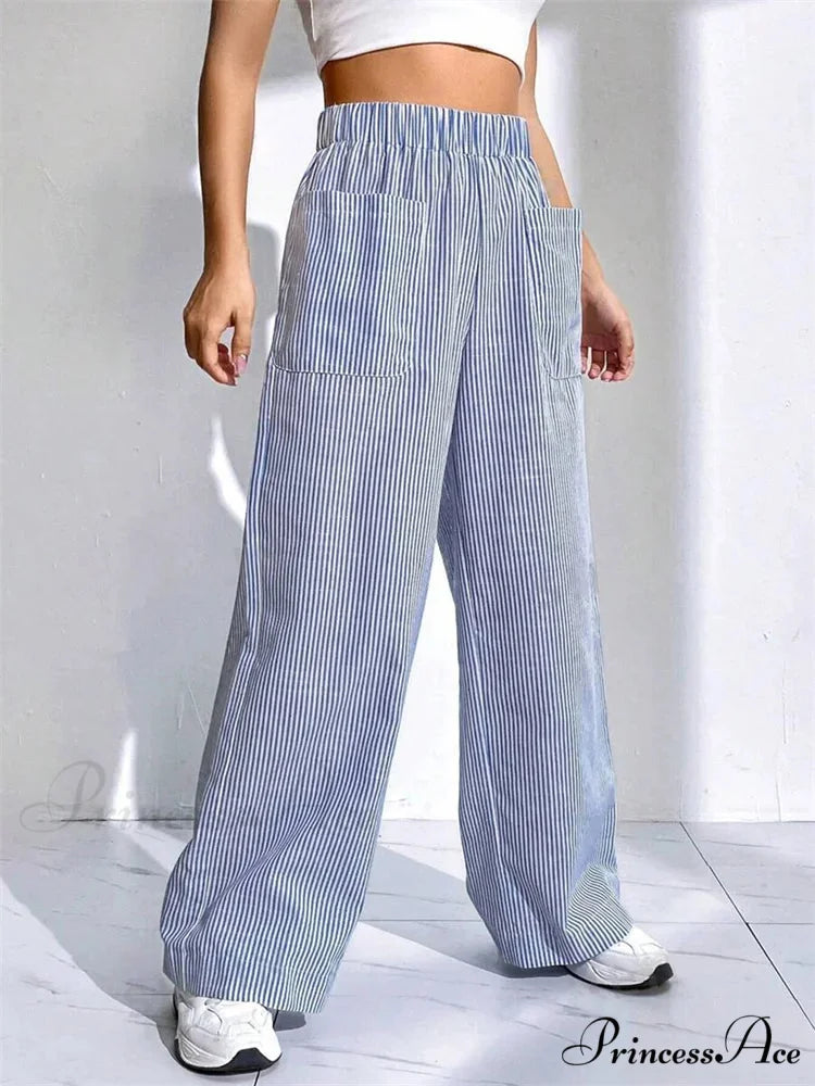 Baggy Elevated Waist Striped Lounge Urban Pant pant-250223