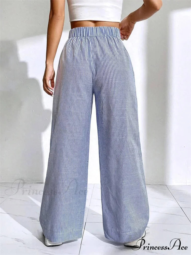 Baggy Elevated Waist Striped Lounge Urban Pant pant-250223