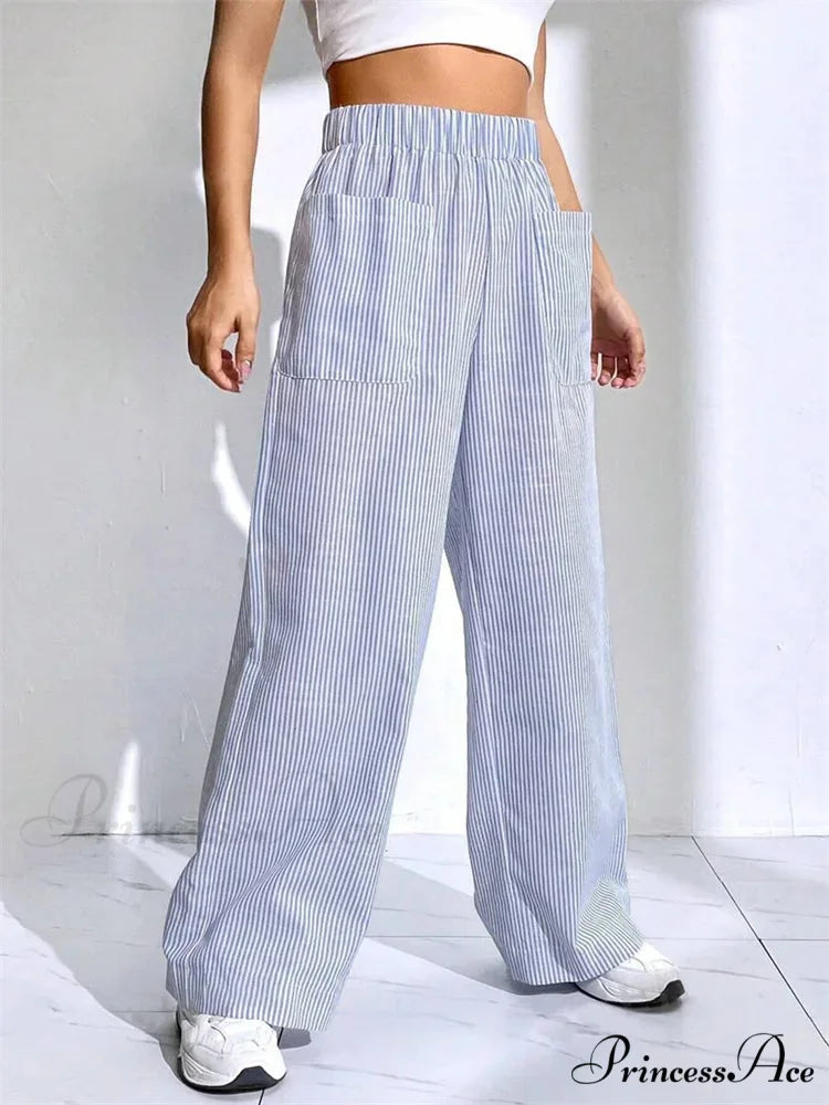 Baggy Elevated Waist Striped Lounge Urban Pant pant-250223