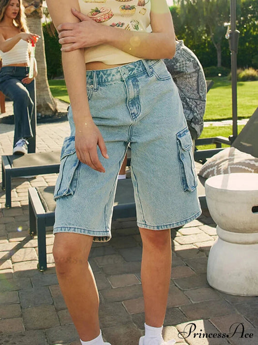 Baggy Freight Wide-Leg Denim Short SKY BLUE / S short-250223