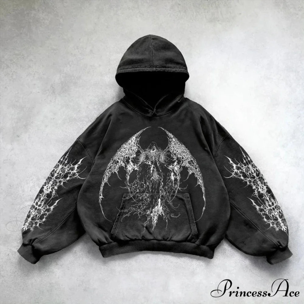 Baggy Plus Size Hip Hop Hoodie black 1 / S hoodies-241228