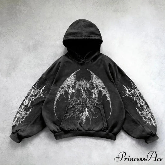 Baggy Plus Size Hip Hop Hoodie black 1 / S hoodies-241228