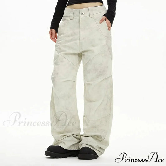 Baggy Straight Tie Dye Y2K Urban Trousers Beige / S pants-241228