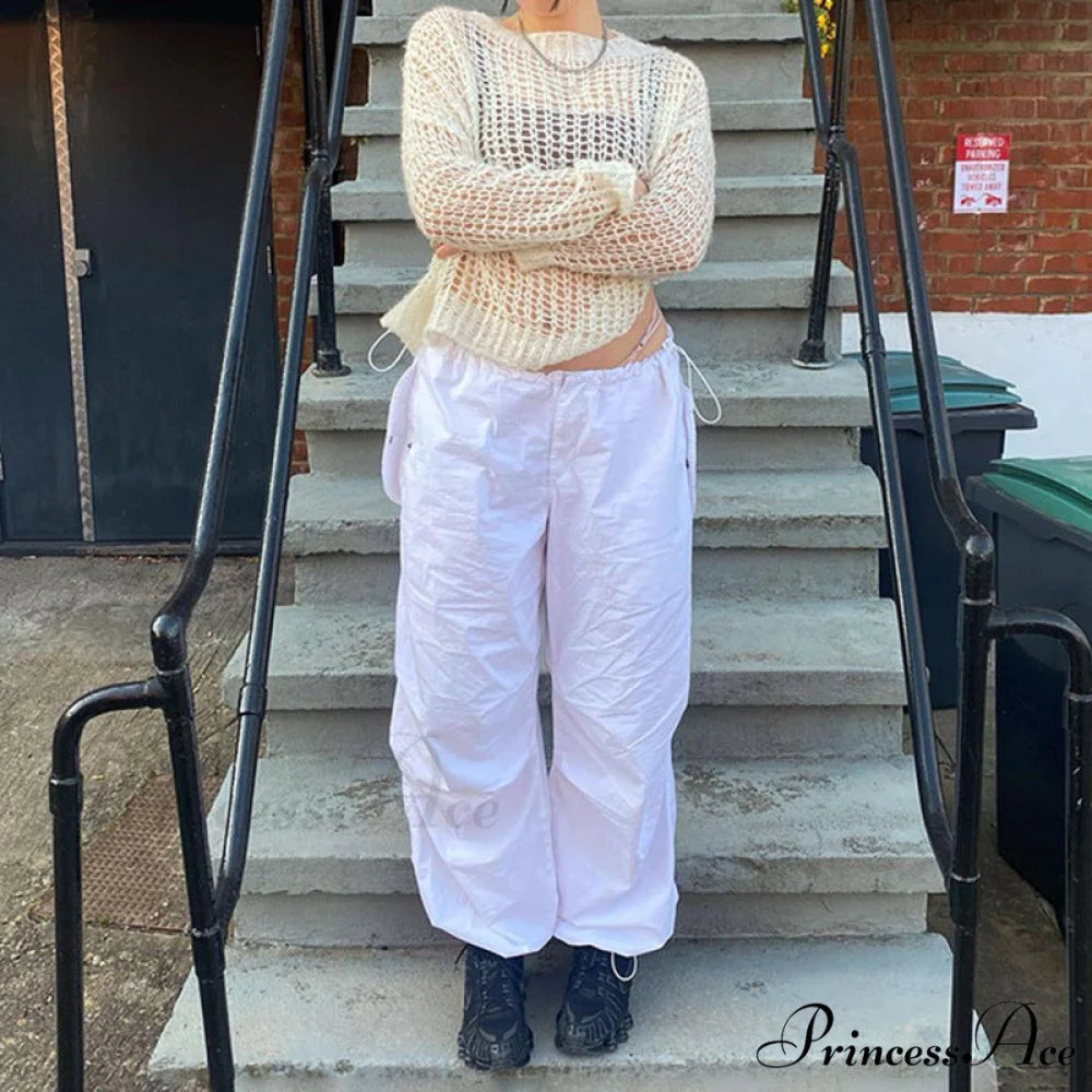 Baggy Y2K Cargo Pants white 2 / S