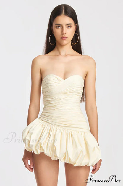Balloon Draped Stylish Mini Dress XS / Ivory