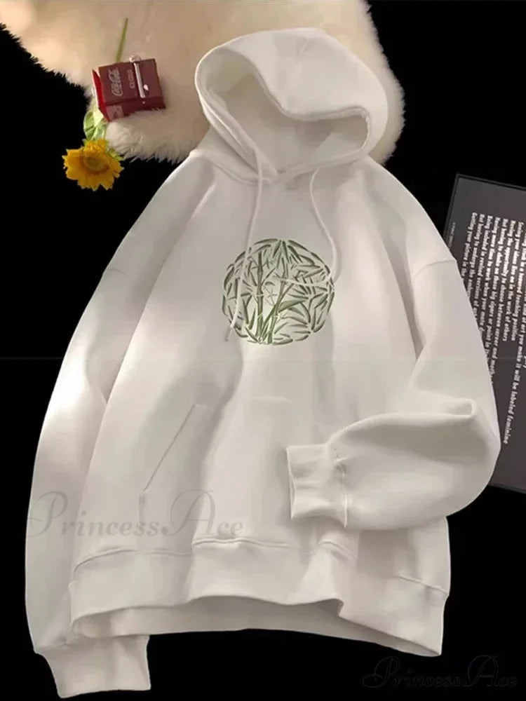 Bamboo Design Casual Y2K Hoodie WHITE / M(40-45KG) hoodies-241228