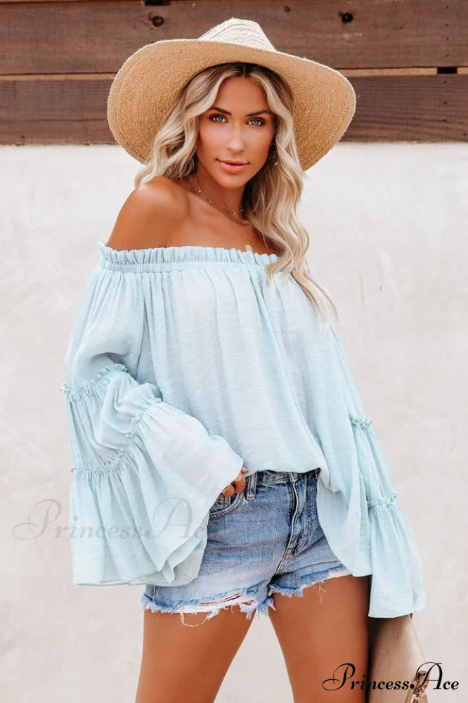 Bamboo Flare Stylish Sleeve T-shirt S / Blue