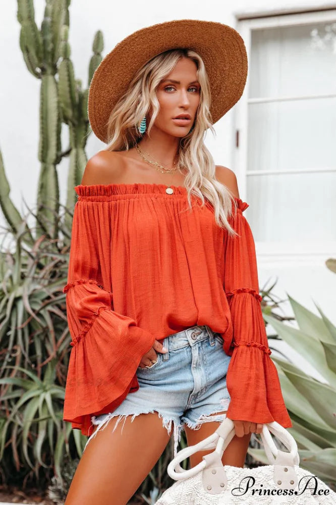 Bamboo Flare Stylish Sleeve T-shirt S / Tangerine