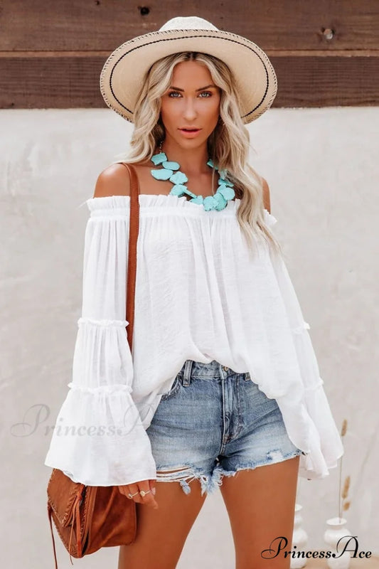 Bamboo Flare Stylish Sleeve T-shirt S / White