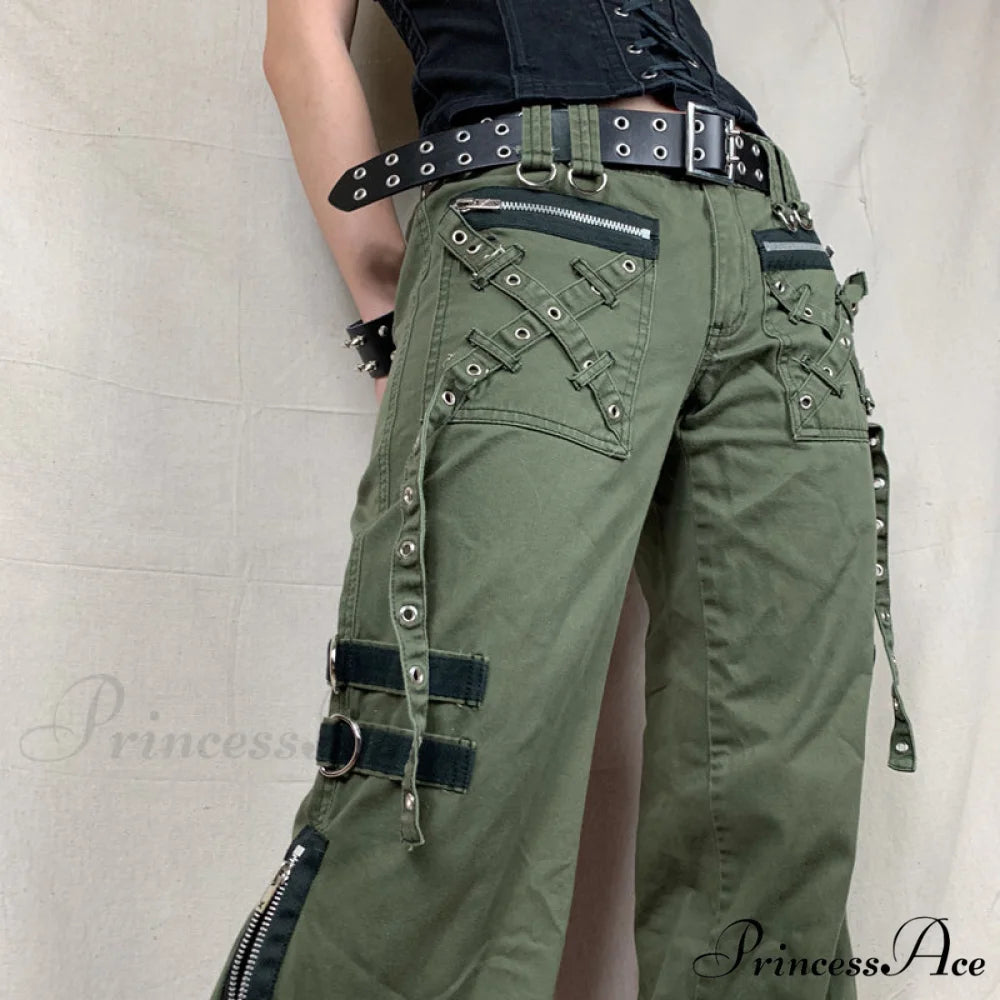 Bandage Low Waist Cargo Pants