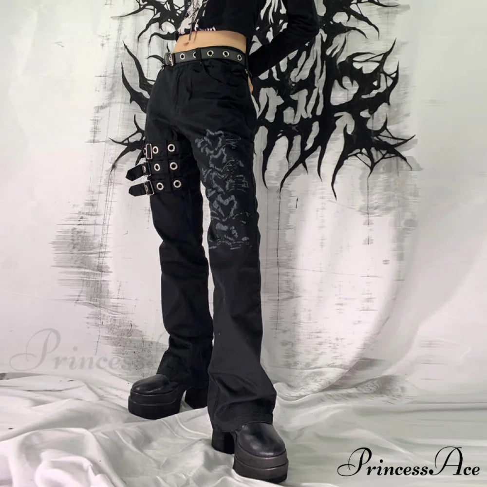 Bandage Low Waist Cargo Pants Black 2 / S