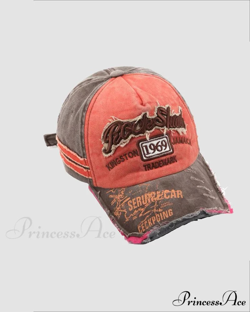 Baseball Vintage Denim Embroidered Distressed Hat 1969