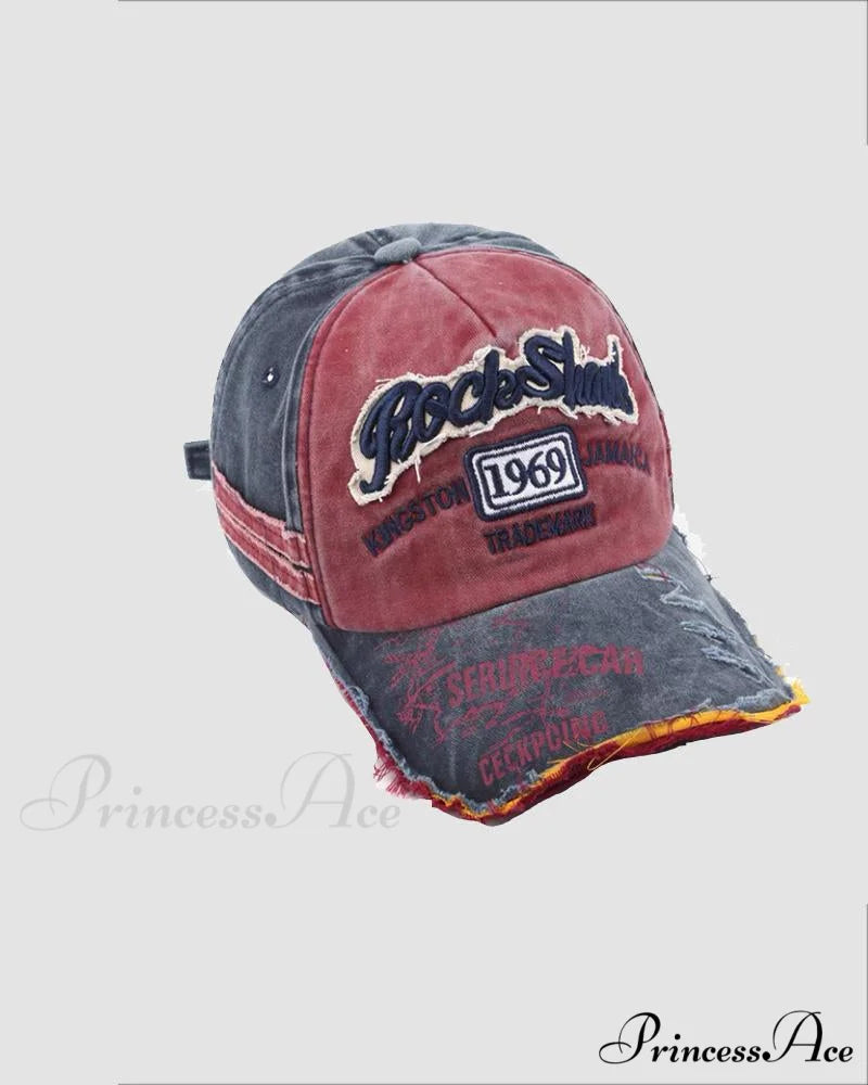 Baseball Vintage Denim Embroidered Distressed Hat 1969
