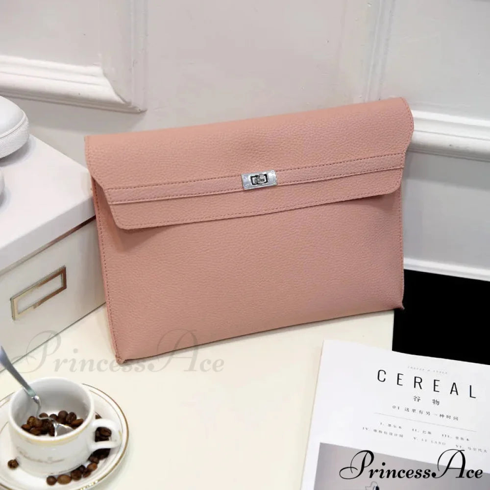 Basic Crimson Faux Leather Envelope Clutch Bag for Women 330X30X230mm / Pink clutchbag-250126