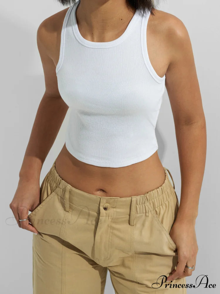 Basic Crop Top Trendy & Mini Skirt Set White / S