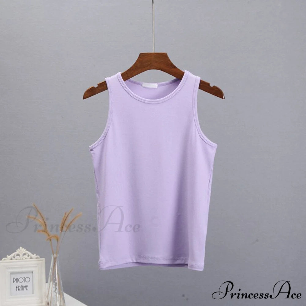 Basic Knit Ribbed Solid Vest Purple / S