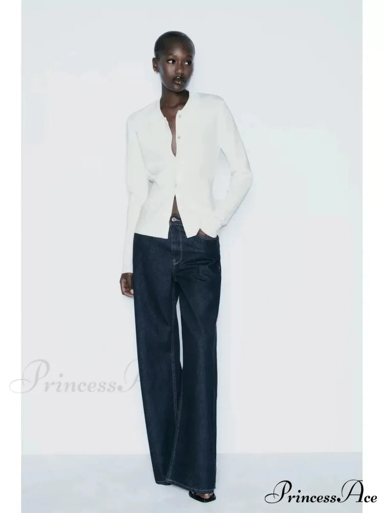 Basic Polo Neck Extended Sleeve Cardigan cardigans-241228