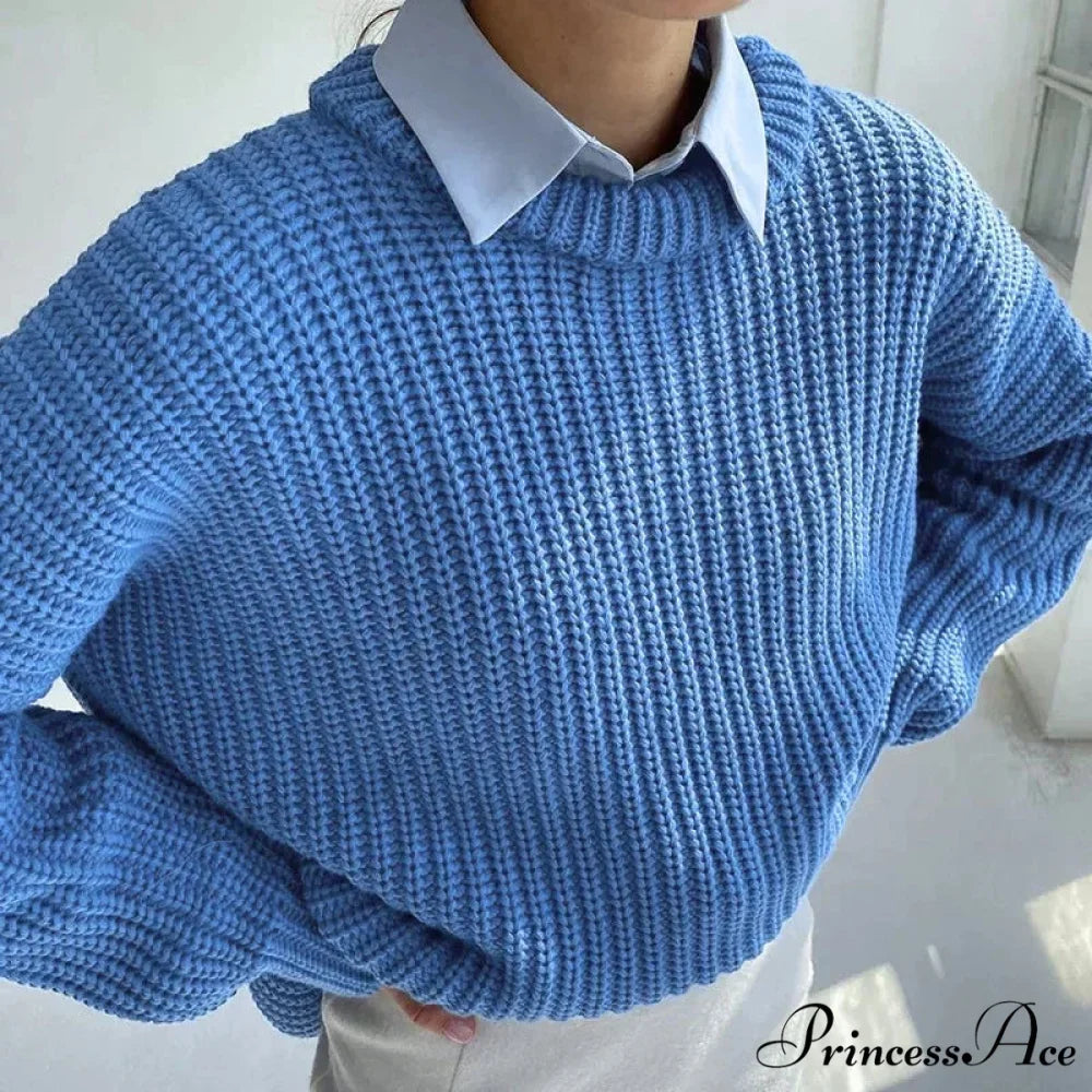 Basic Pullover Violet Y2k Sweater Blue / S swraters-241228