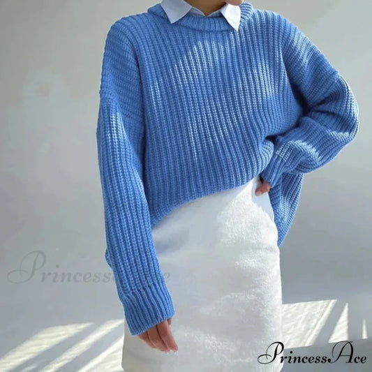 Basic Pullover Violet Y2k Sweater swraters-241228