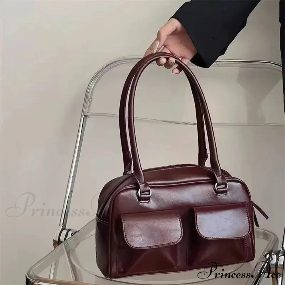 Basic Retro Business PU Leather Shoulder Bag shoulder-250126