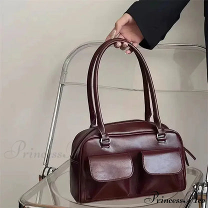 Basic Retro Business PU Leather Shoulder Bag shoulder-250126