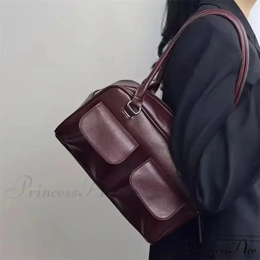 Basic Retro Business PU Leather Shoulder Bag shoulder-250126