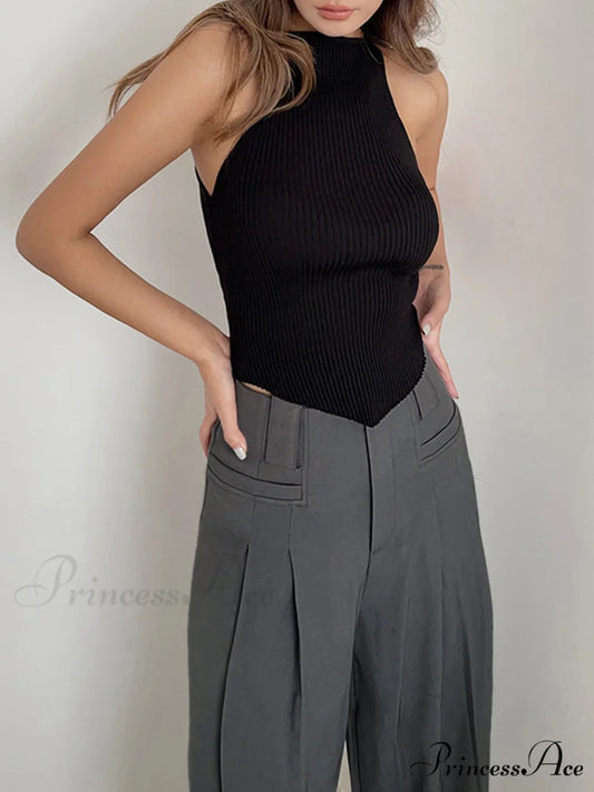 Basic Ribbed Graceful Sweater Vest