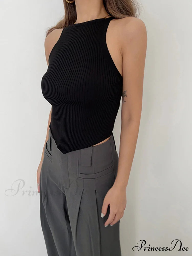 Basic Ribbed Graceful Sweater Vest