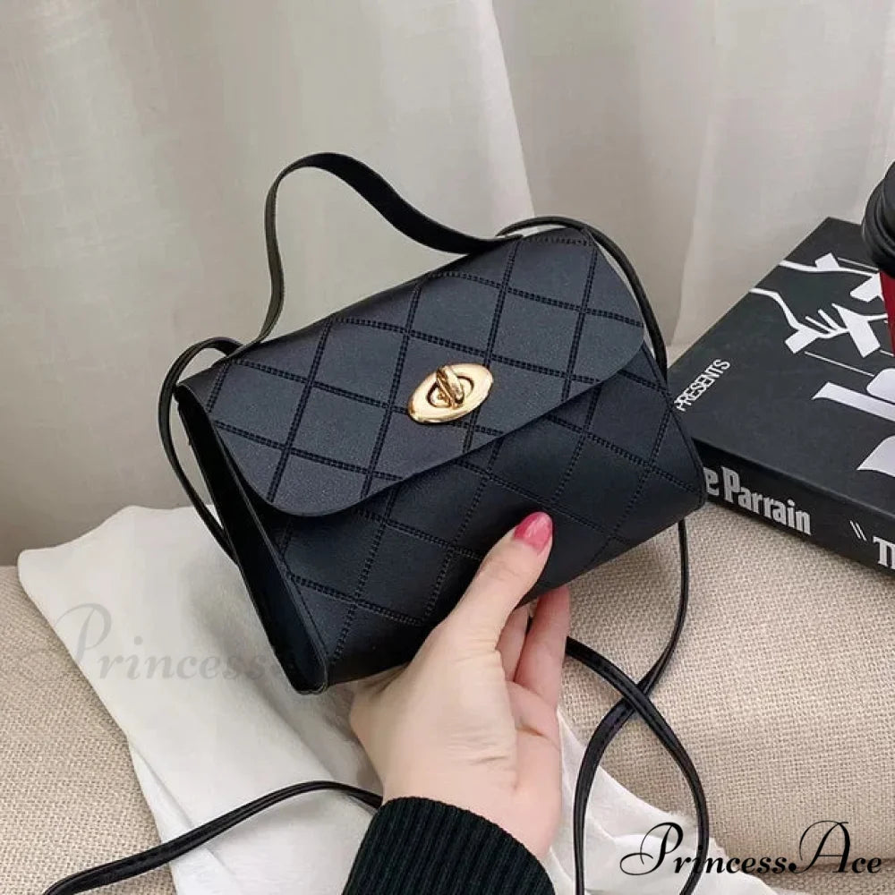 Basic Synthetic Leather Cell Phone Change Crossbody Purse Black handbag-250126