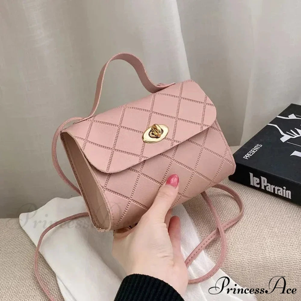 Basic Synthetic Leather Cell Phone Change Crossbody Purse Pink handbag-250126