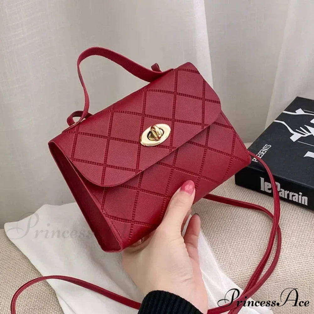 Basic Synthetic Leather Cell Phone Change Crossbody Purse RED handbag-250126