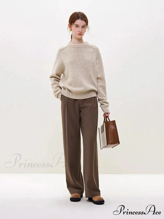 Basic Vibrant Spot Wool Pullover Jumper Beige / S swraters-241228