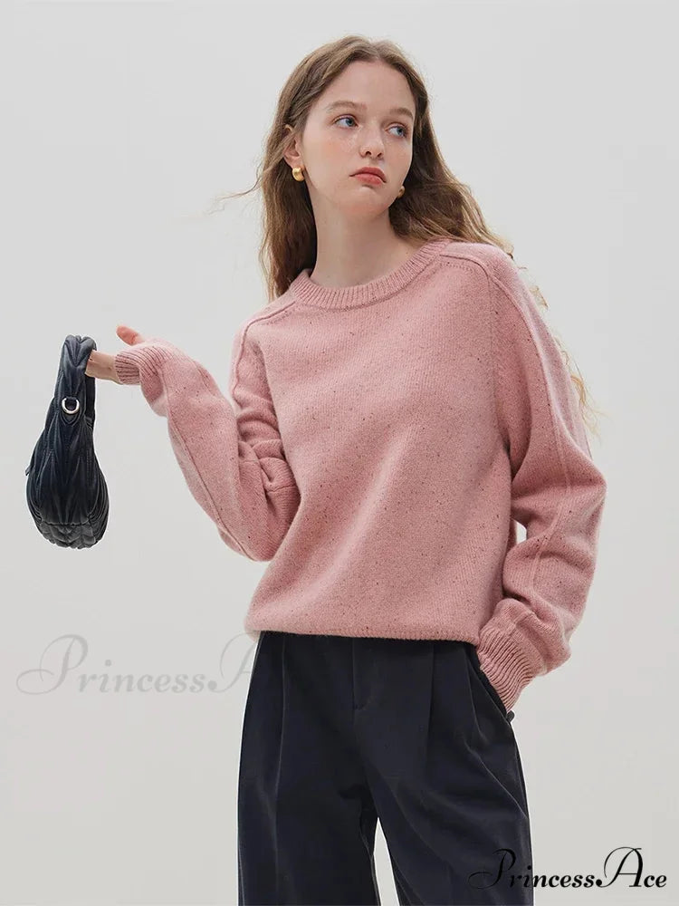 Basic Vibrant Spot Wool Pullover Jumper Pink / S swraters-241228