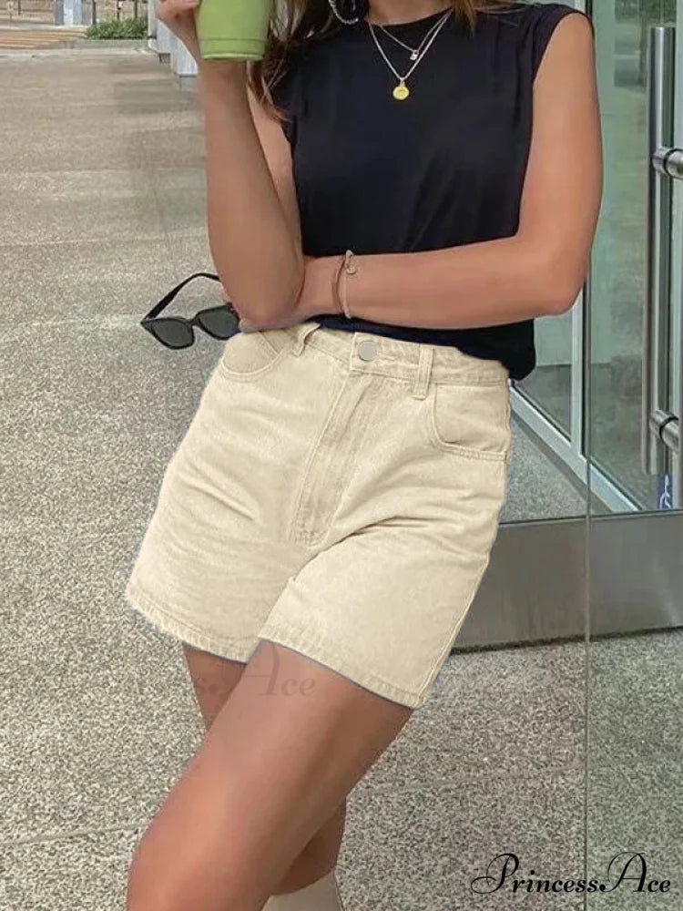 Basic Wash Straight Trendy Leg Boyfriend Jeans Camel / S