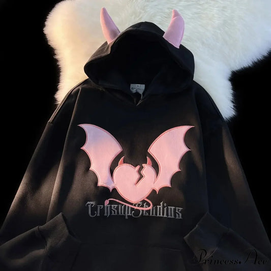 Bat Stitching Harajuku Hoodie black / M hoodies-241228