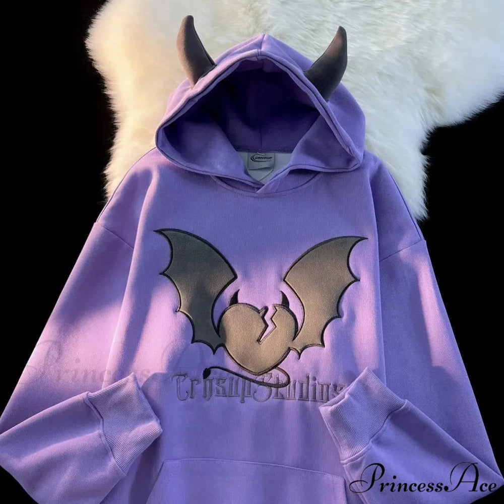 Bat Stitching Harajuku Hoodie purple / M hoodies-241228