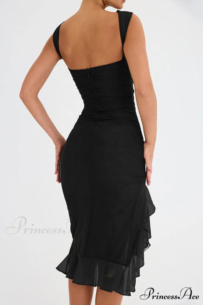 Bay Leaf Stylish Ruffle Midi Dress