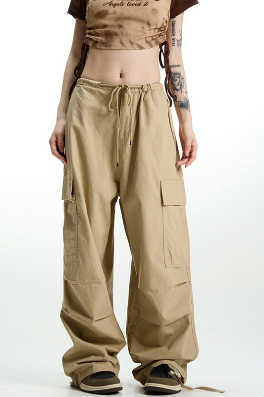 Vintage Khaki Wide Leg Cargo Pant
