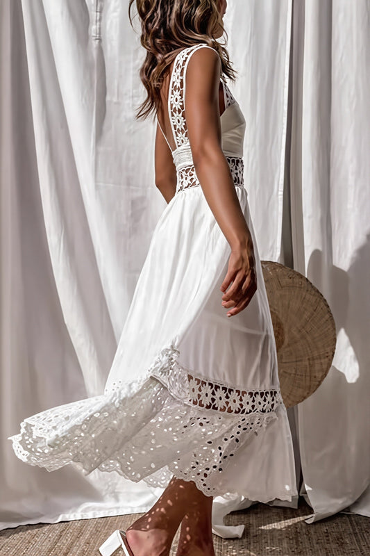 Lace Sleeveless Maxi Swing Boho Dress