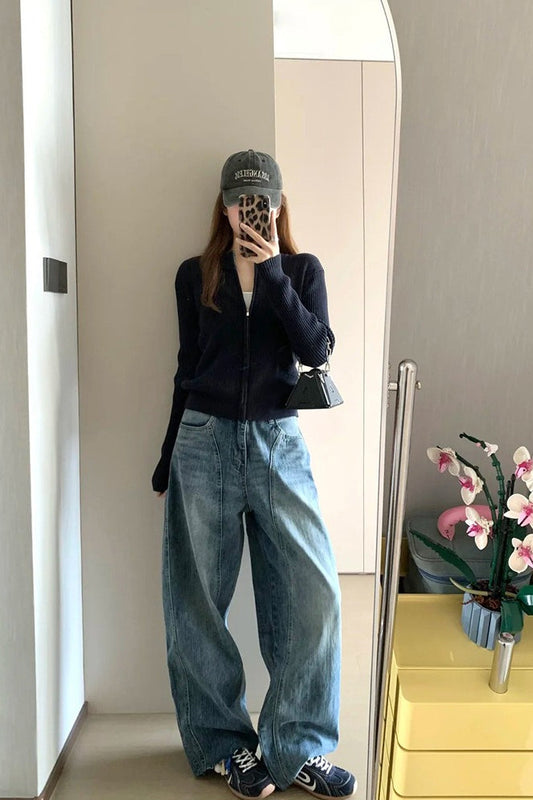 Vintage Blue Barrel-Leg Jeans