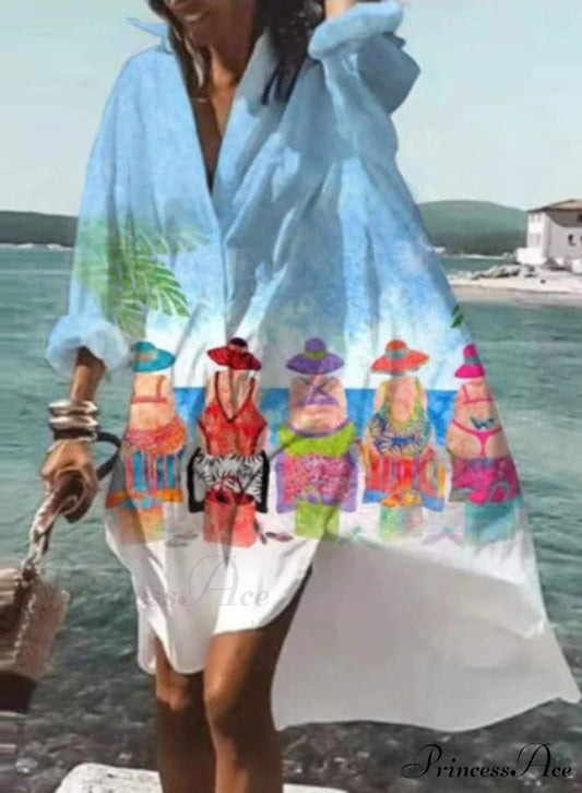 Beach Shirt - Kelly Blue Cart / S