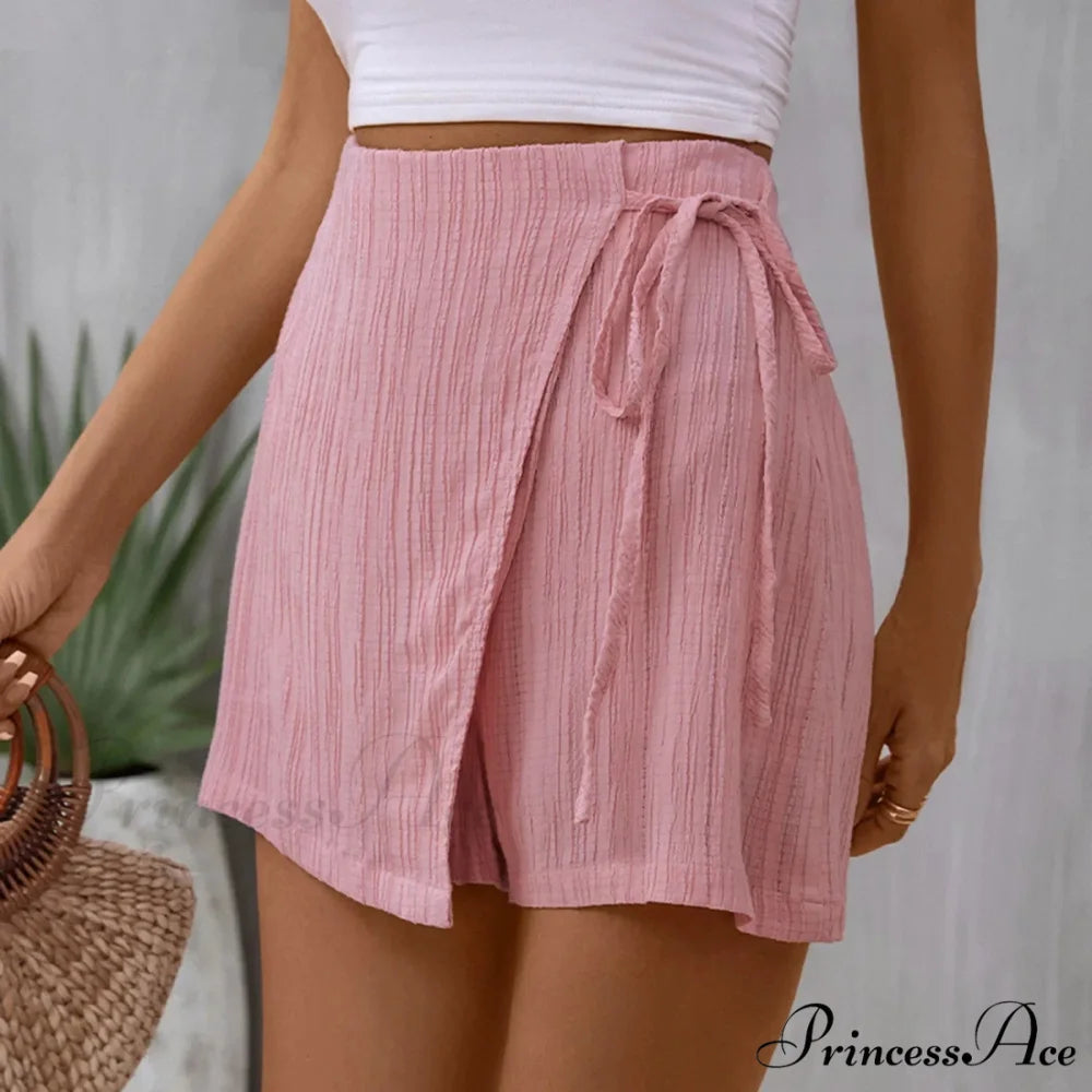 Beach Skirt Casual Zippered High Waisted Textured Short