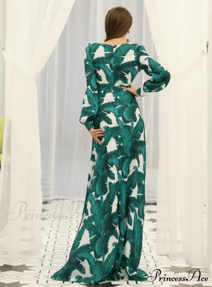 Beach Skirt Long Sleeve Dress with Waist Strap and Flounces