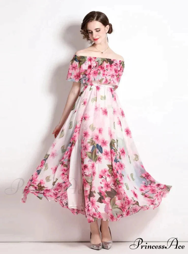 Beach Split Chiffon Dress with Lotus Leaf Design