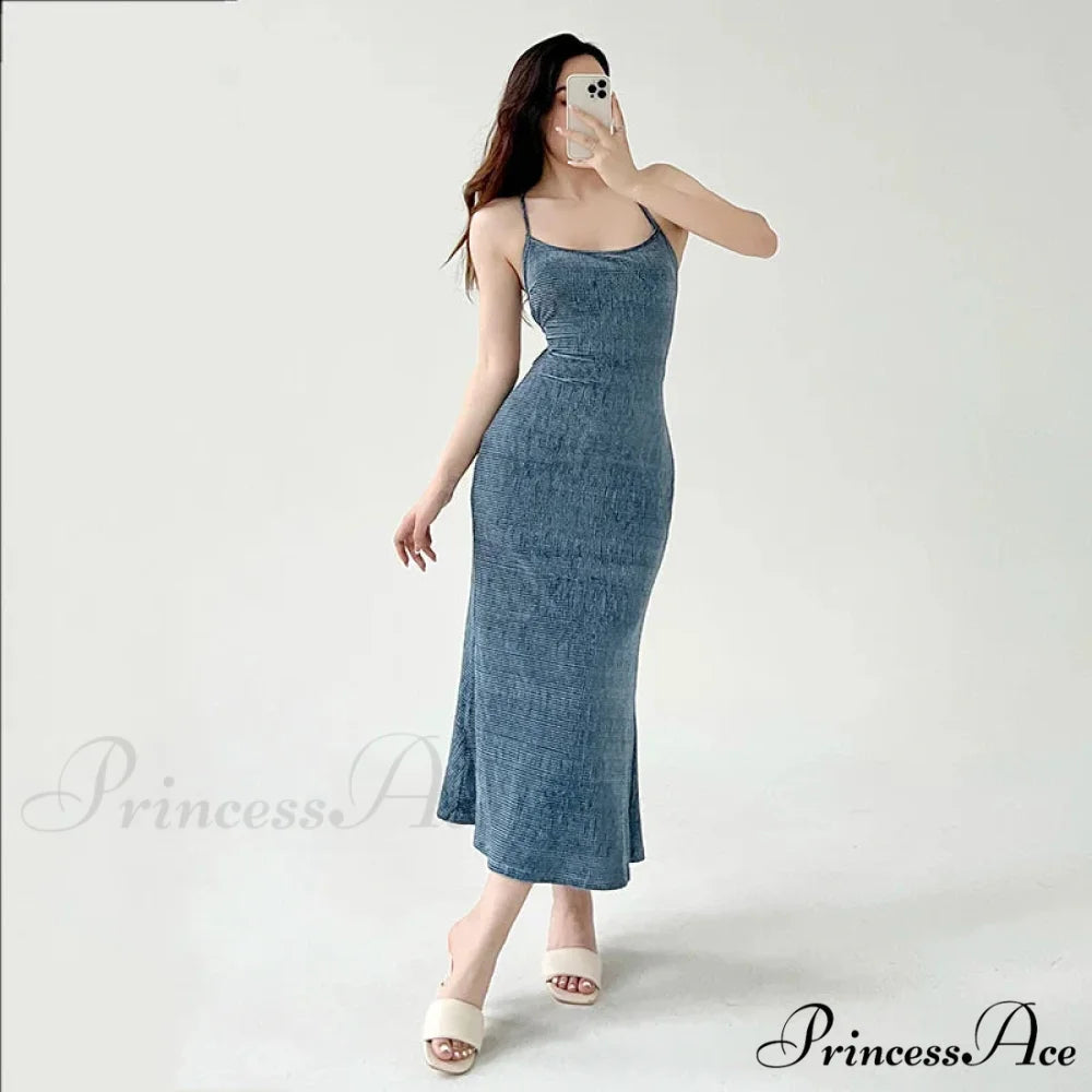 Beachwear Knit Sexy Spaghetti Strap Strapless Backless Lace Up Female Slip Holiday Club Bodycon Dress